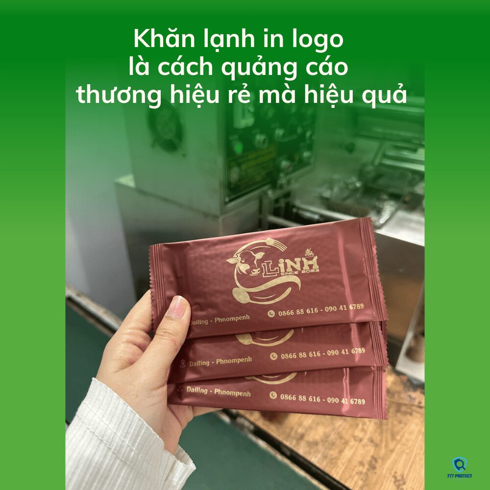 khăn lạnh in logo cho quán bò tơ